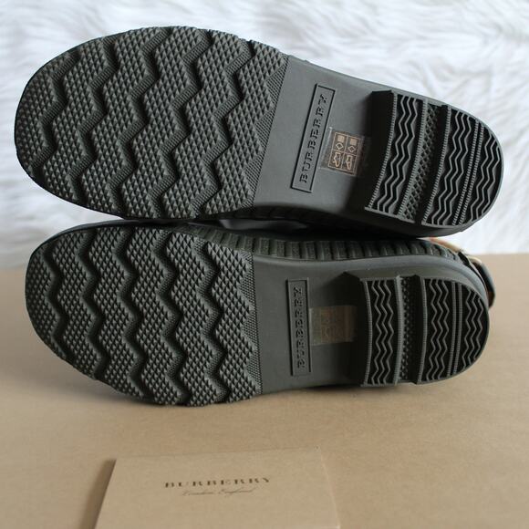 Burberry Tall Rain Boots Olive Plaid Check - Picture 10 of 11